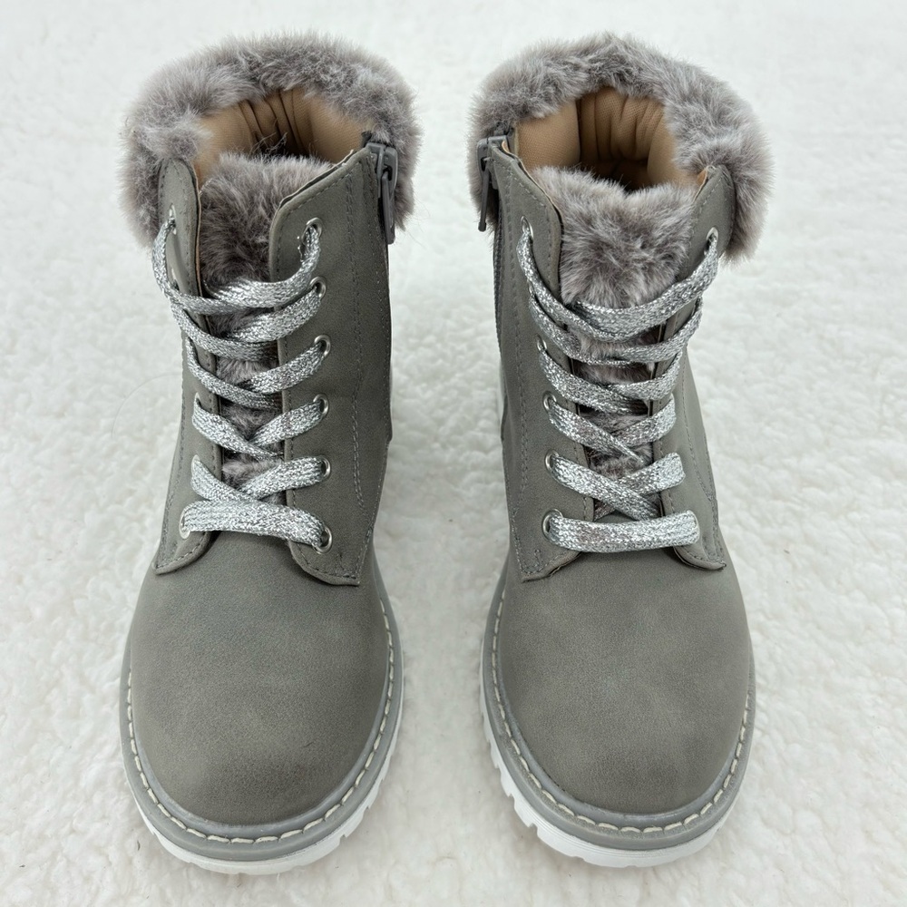 Dolce Vita Girl’s Grey Size 13 Emerald Boots with Faix Fur Trim Combat Boots - Picture 3 of 13